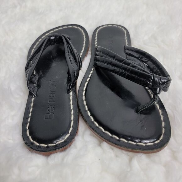Bernardo Miami Women's Size 6 Black Leather Sandals Shoes - Picture 7 of 9
